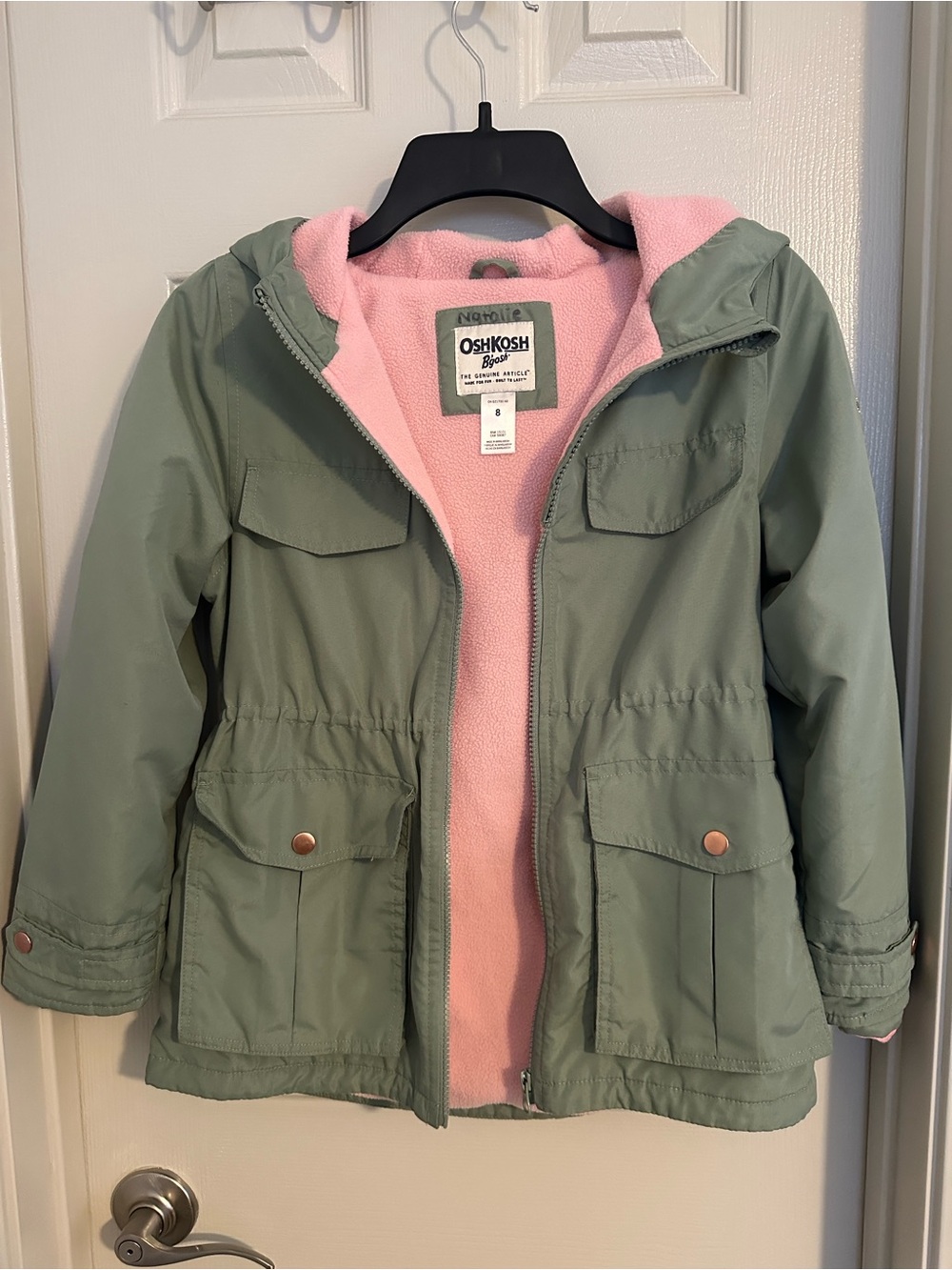 OshKosh B'gosh Girls' Hooded Fleece-lined Jacket in Sage
